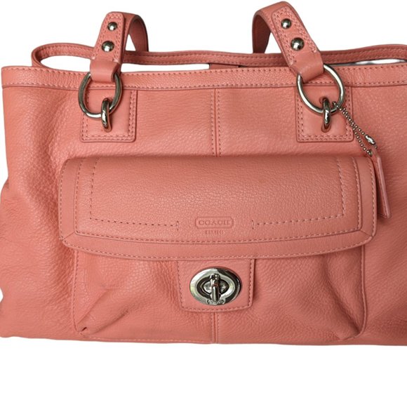 Coach Handbags - Coach Coral Pebbled Leather Carryall Handbag